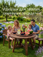 Стол обеденный, 105х105х73, Осло, кухонный, садовый, круглый, деревянный, венге
