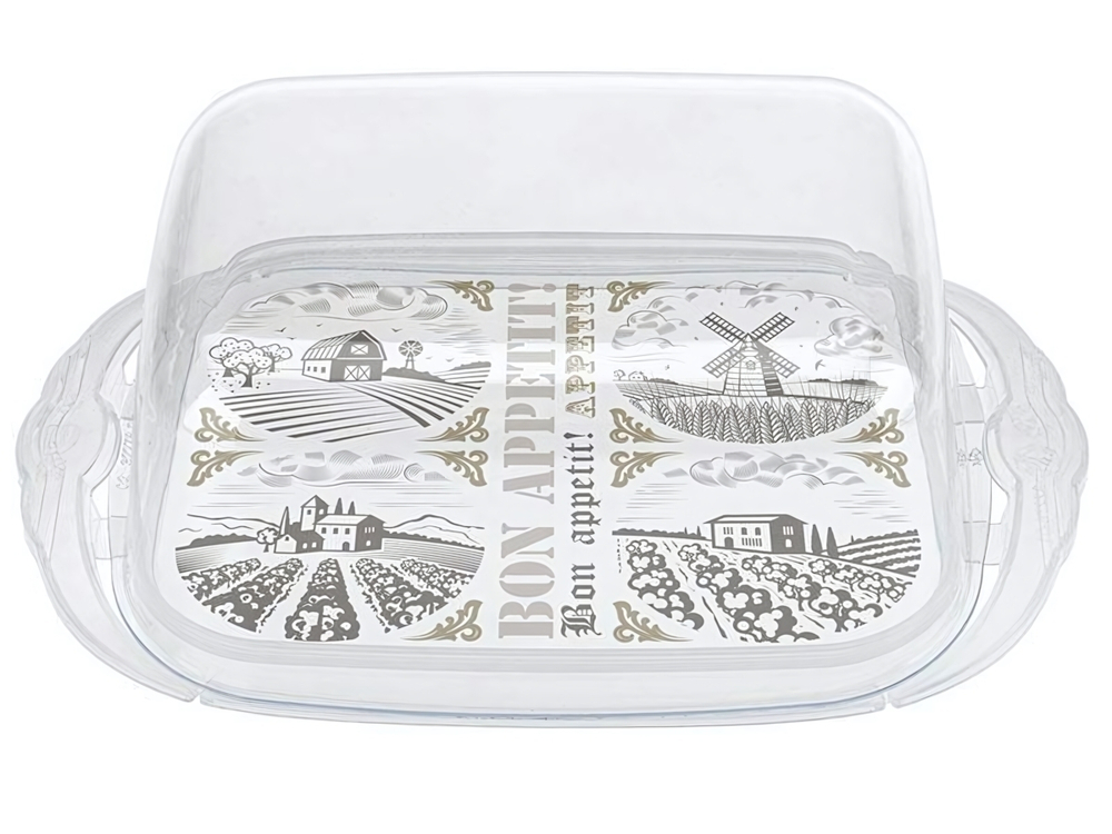 Масленка с декором 18,9*11*6,9см (бесцветный)