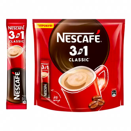 Кофе растворимый Nescafe 3в1 Классический, 20 стиков