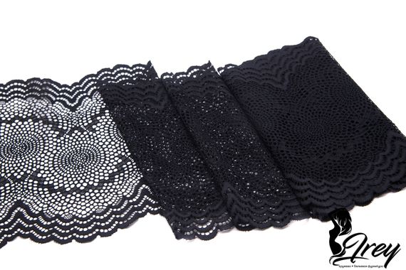 03-261 ОПТ Кружево эластичное 21 см, ажур, черный 170