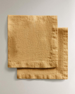 ZARA HOME ЛЬНЯНЫЕ САЛФЕТКИ (НАБОР ИЗ 2 ШТ.), ГОРЧИЧНЫЙ