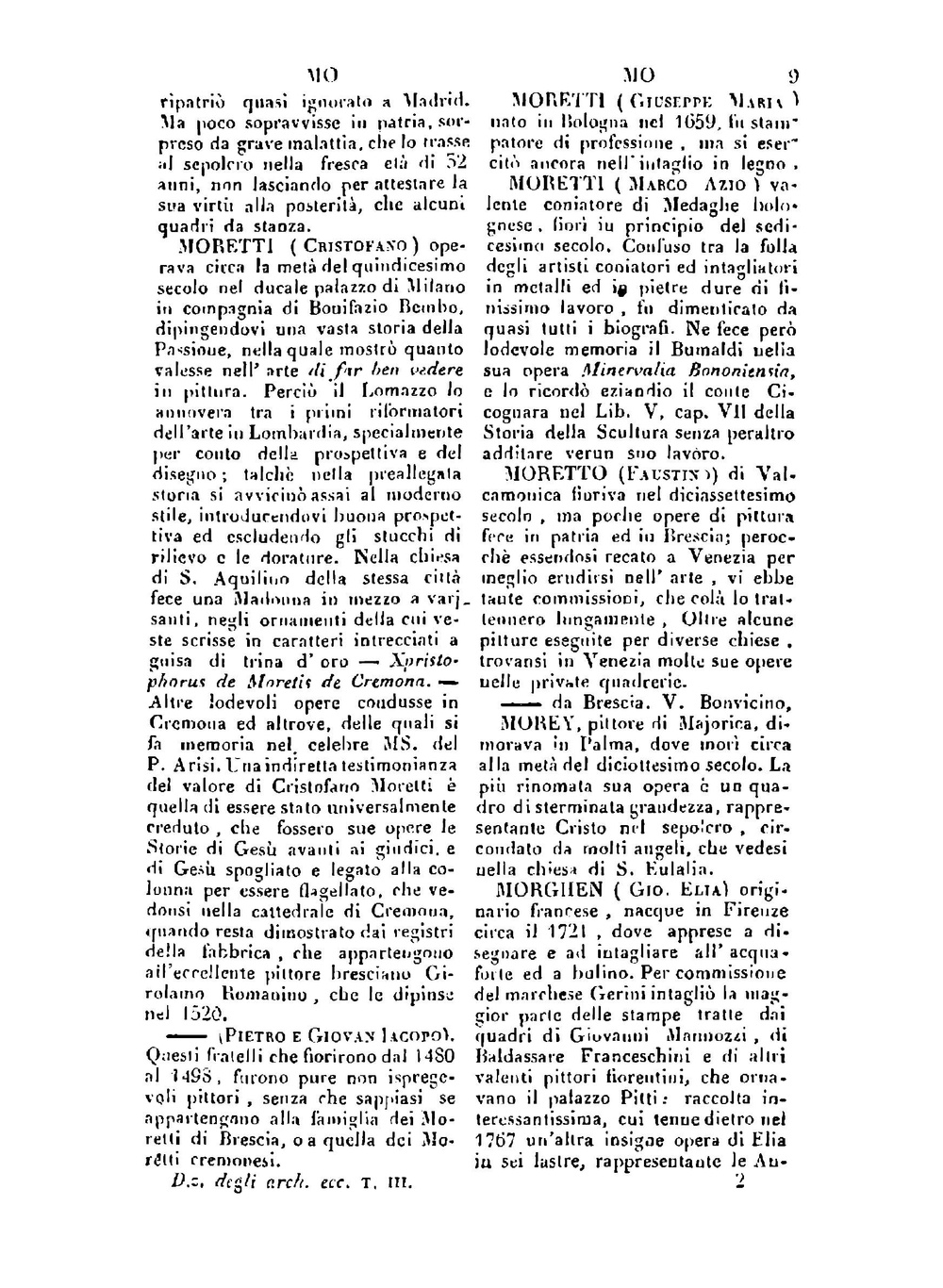 Dizionario degli architetti, scultori, pittori. Tomo 3 | Сборник