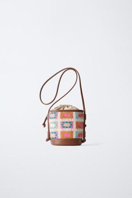 ZARA СУМКА С КРУЖЕВОМ КРОШЕ, КОРИЧНЕВЫЙ