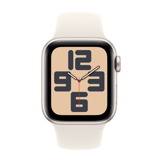 Apple Watch SE 2024, 44 мм, корпус из алюминия цвета «сияющая звезда», спортивный ремешок цвета «сияющая звезда» M/L