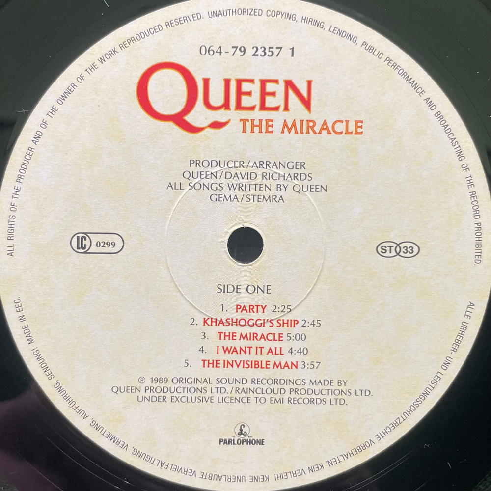 Queen - The Miracle (Европа 1989г.)
