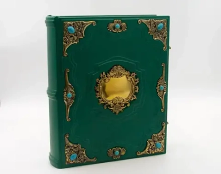 Большая семейная родословная книга "Ювелирная", натуральная кожа (зеленая)