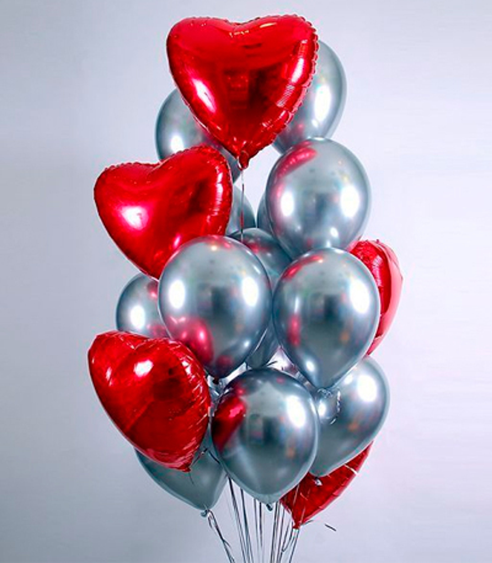 Букет из 20 шаров с сердцами