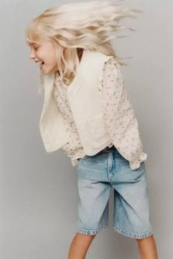 ZARA ЖИЛЕТ С ОБОРКАМИ, ЭКРЮ