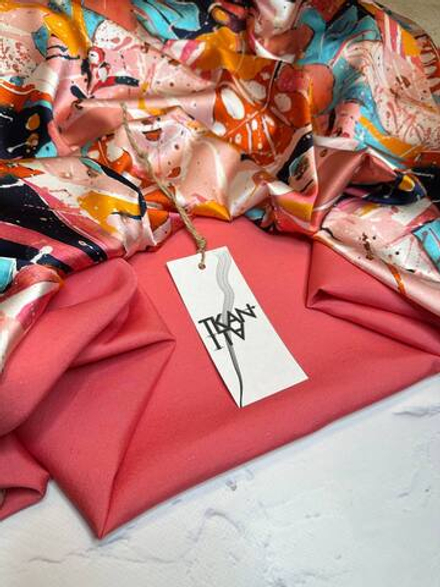 Костюмно-плательная однотонная вискоза со льном и шелком (ACNE STUDIOS, 60%вискоза/30%лен/10%шелк, Аромат спелого коралла, 150, 275 гр/м2)