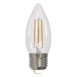 LED-C35-5.5W-4000K-E27-CL-SLF Лампа светодиодная. Форма свеча. прозрачная. Белый свет 4000K. ТМ Volpe