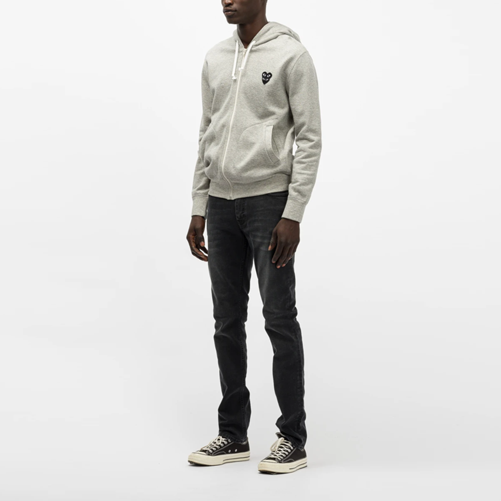 Comme Des Garcons Play Black Stacked Heart Zip Up Hoodie