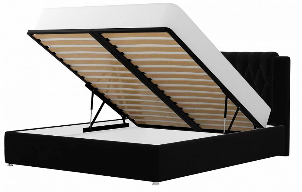 Кровать интерьерная Камилла 160, Черный, Велюр, 101306