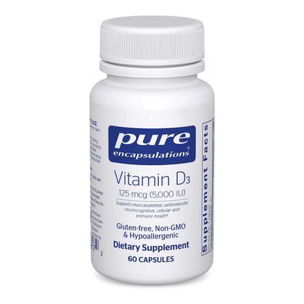 Pure Encapsulations, Витамин Д3 5000 МЕ, Vitamin D3 5000 IU,  60 капсул