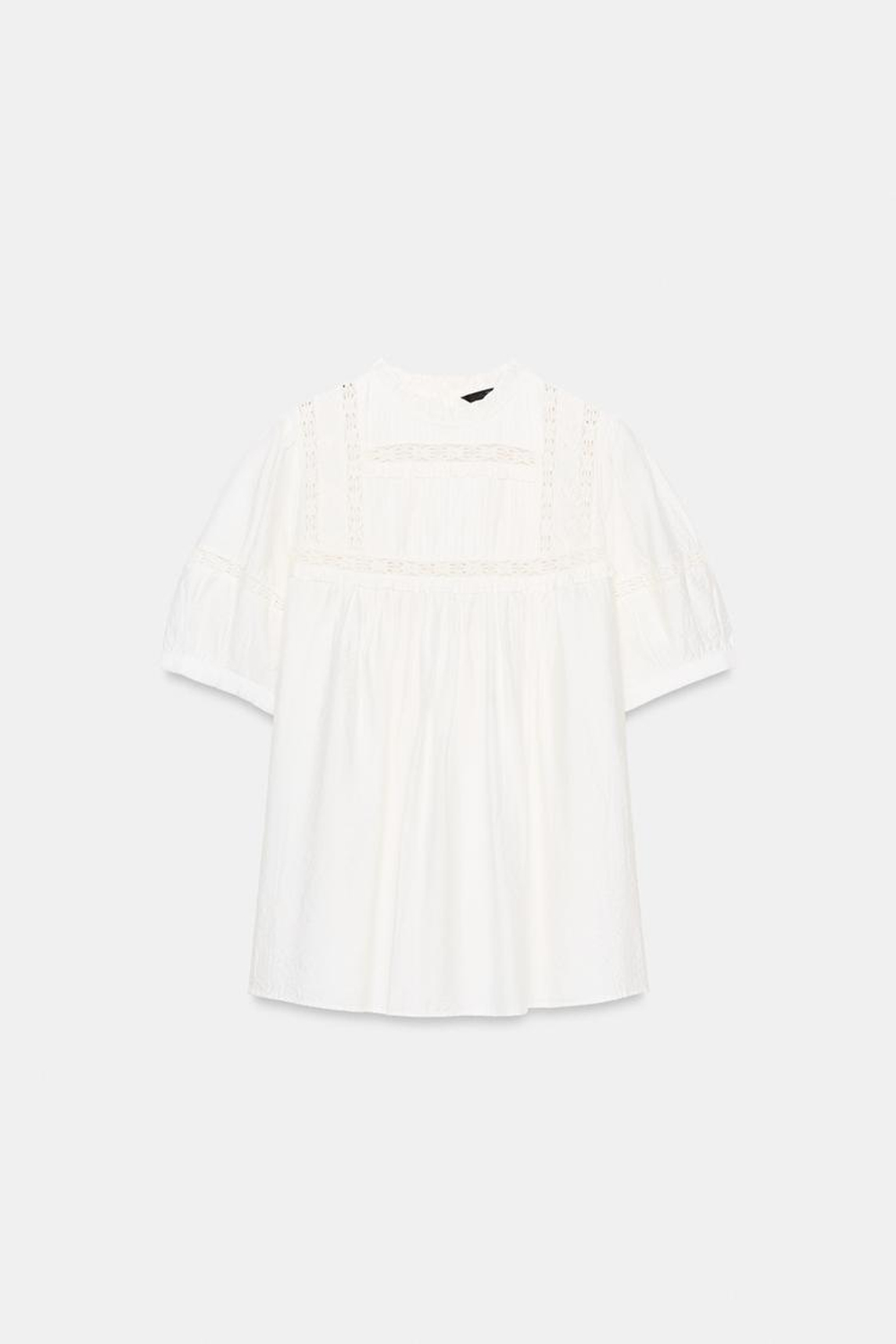 ZARA БЛУЗА В РОМАНТИЧЕСКОМ СТИЛЕ С РУКАВАМИ-БУФАМИ, БЕЛЫЙ