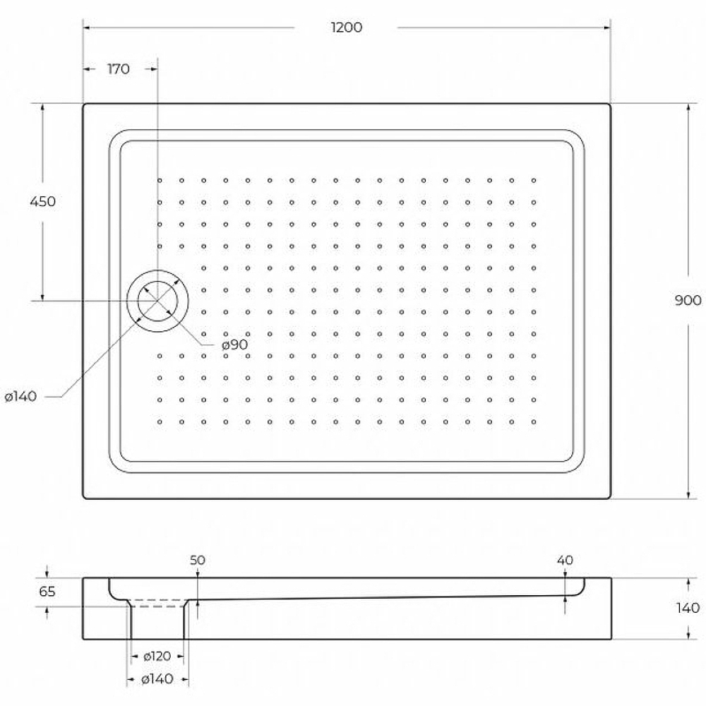 Акриловый поддон для душа BelBagno Tray 120x90 TRAY-BB-AH-120/90-15-W Белый