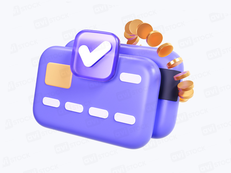 3D кредитная карта с монетами