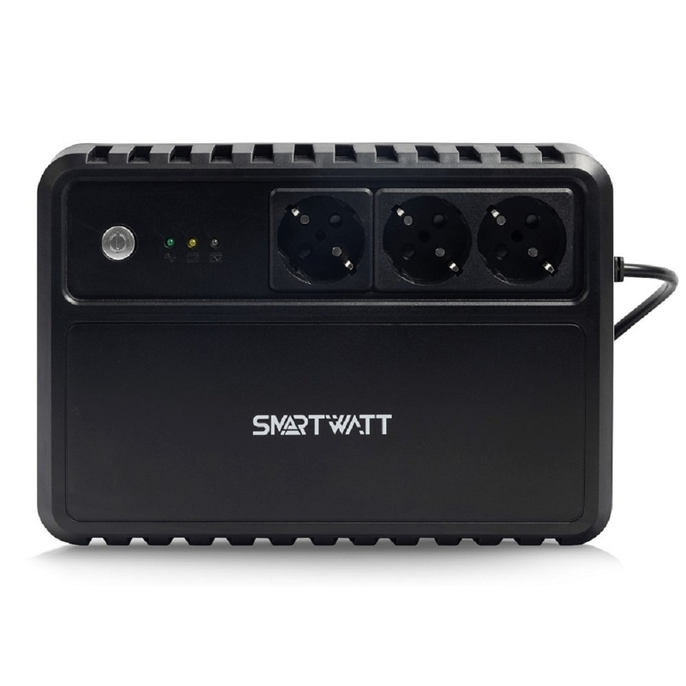 Источник бесперебойного питания SMARTWATT UPS SAFE 400 (линейно-интерактивный, 400/240 ВА/Вт, напольный, LED индикация, Shuko socket CEE7/4 - 3 шт)