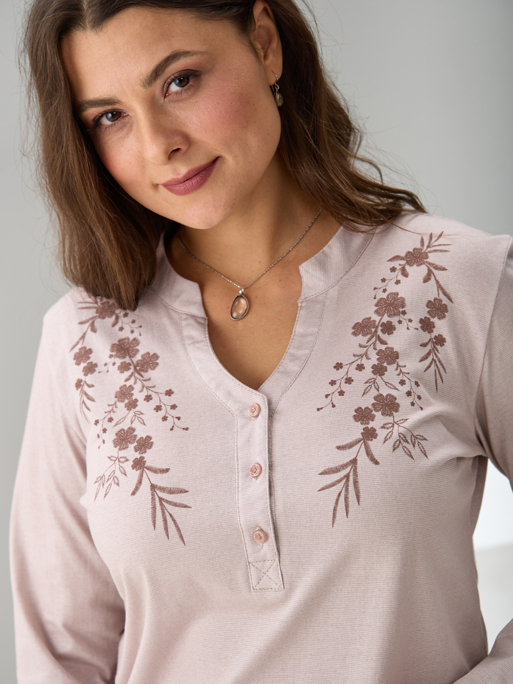 Блузка БЛ-22/бежевыйрогожка-цветы-п