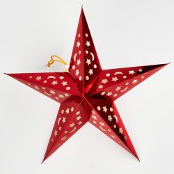 ULD-H4545-005-STA-2AA WARM WHITE IP20 RED STAR Фигура светодиодная Красная звезда на батарейках 2AA не в-к. 45х45см. Подвесная. 5 светодиодов. Теплый белый свет. Провод прозрачный. TM Uniel