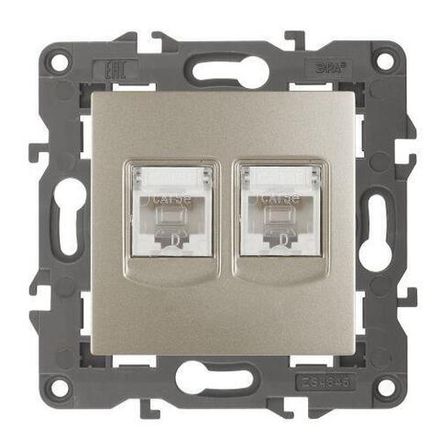 Розетка компьютерная 2-м Elegance 14-3108-04 RJ45 IP20 механизм шампань Эра Б0034311