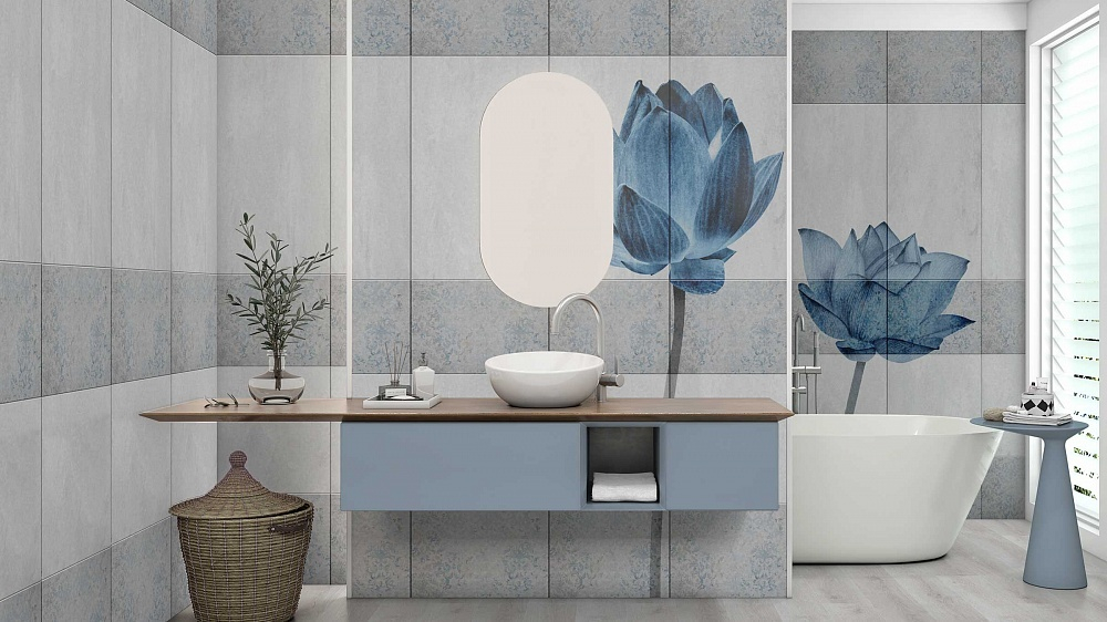 Панель ПВХ 3D Лотус грей фон 2700х250 мм