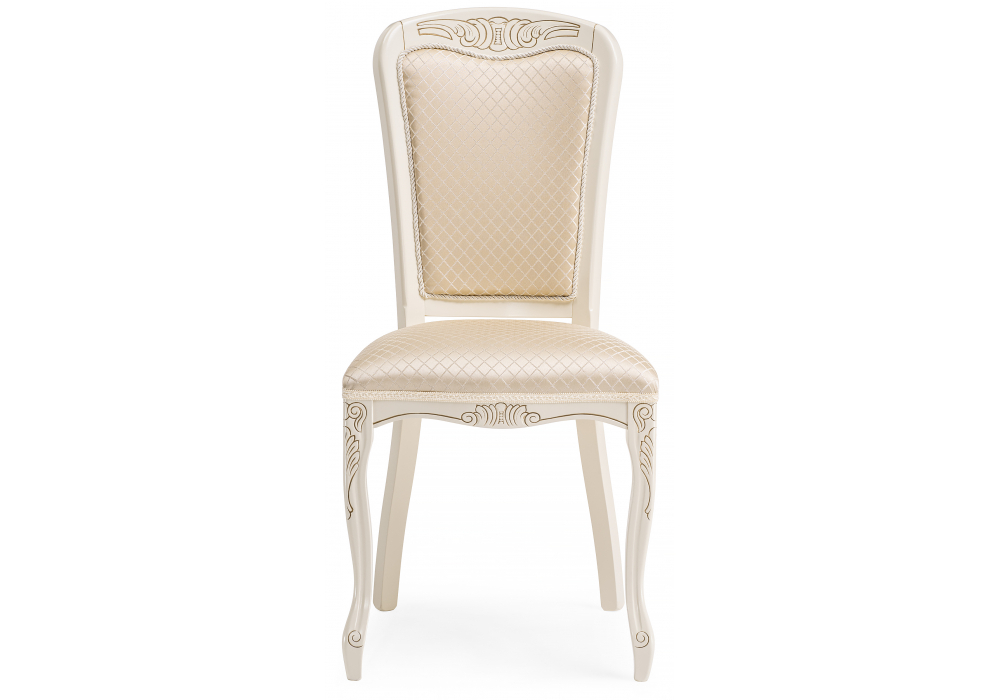 Стул деревянный Woodville Клето патина золото, ромб, ножки белые