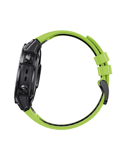 Ремешок силиконовый QuickFit 22 мм. для Garmin Fenix 7 PRO/7/6/5/5 plus, Quatix 5, MARQ, Forerunner 935 / 945, instinct, instinct 2 Лайм/Черный