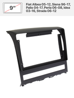 Переходная рамка 9" и комплект проводов для Fiat Albea 05-12, Siena 96-17, Palio 04-17, Perla 06-08, Idea 03-16, Strada 06-12