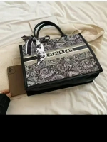 Сумка для учебы большая а4 тоут черная y2k с бантиком