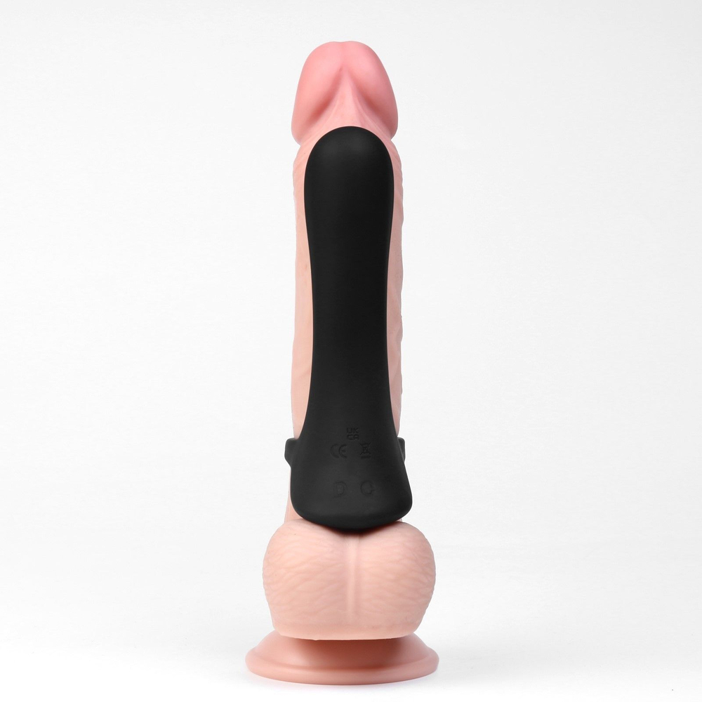 Черная насадка на член с 20 режимами вибрации - 14,5 см (Цвет: черный)