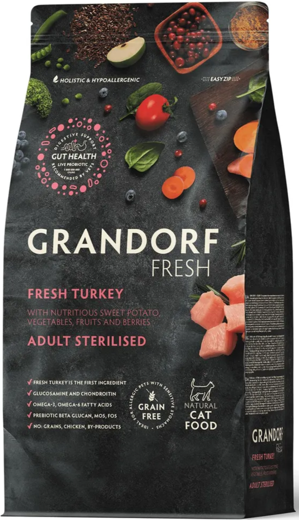 GRANDORF Fresh CAT 400г. Свежее мясо Индейки с Бататом для Стерилизованных кошек