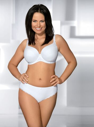 Элегантный бюстгальтер plus size с уплотненными чашками из нежной микрофибры (Размер: 90G) (Цвет: белый)