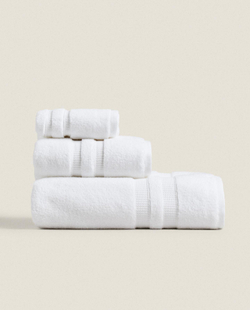 Zara Home - Очень мягкое двойное бордюрное банное полотенце, белый, 70х140 см