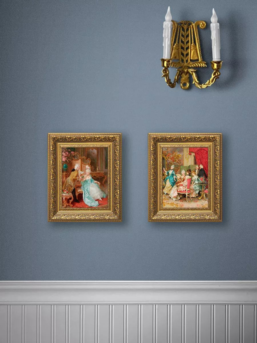 Картина на стену для интерьера на холсте "Золотой век" в классической раме 41*51 см