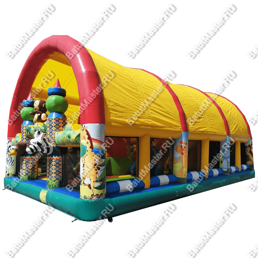 Надувной батут "Зверята с крышей" 11*7*6 м