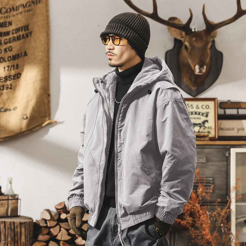 Двусторонняя мужская куртка из искусственного норкового меха, зимнее толстое хлопковое пальто, хлопковая куртка в американском ретро-стиле.