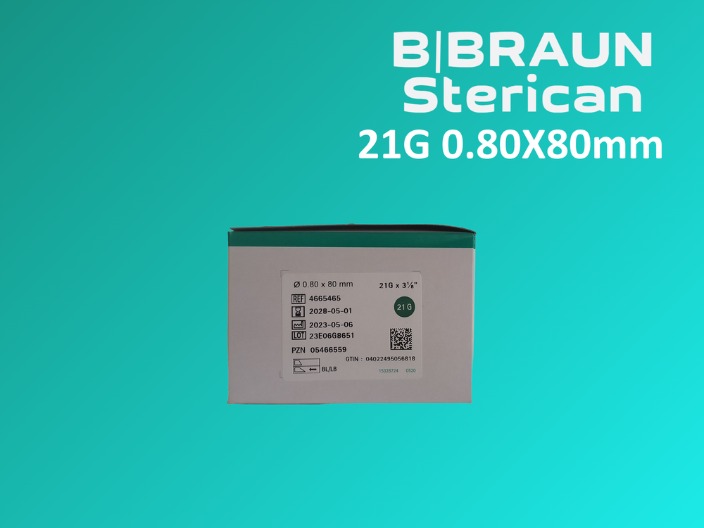 Игла инъекционная 21G (0,8х80мм) СТЕРИКАН (Sterican) уп.100 шт.Б.Браун, Германия