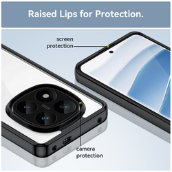 Усиленный чехол для Xiaomi Redmi Note 14 Pro+, увеличенные защитные свойства, мягкий отклик кнопок, боковые рамки черного цвета