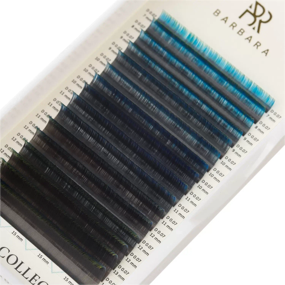 Ресницы Barbara триколор (черно-сине-зеленые) mix