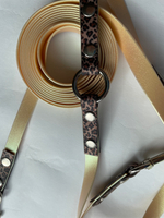 Перестежка для собак, Биотан водонепроницаемый поводок , 15 мм, 3м, золотой шимер и леопард