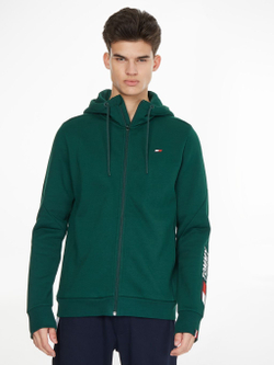 Мужская теннисная кофта Tommy Hilfiger Essentials Full Zip Hoody - зеленый