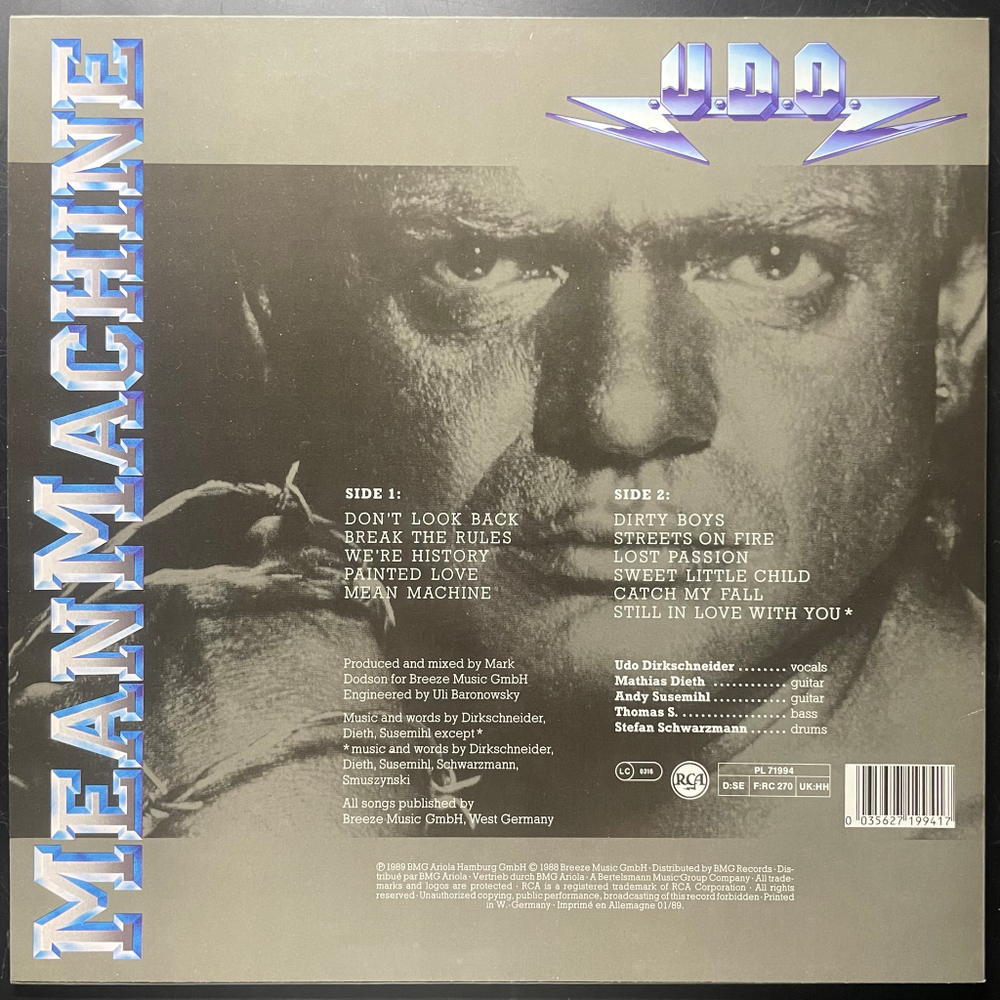 U.D.O. – Mean Machine (Германия 1989г.)