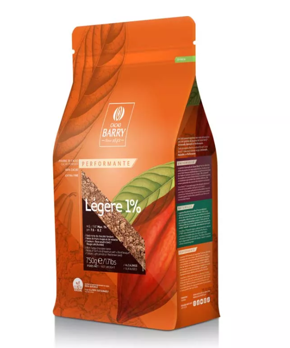 Какао-порошок алк. Cacao Barry Legere 1% обезжиренный (Пакет 750г)
