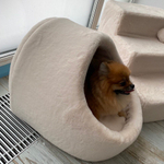 8307 MD Домик-норка для собак малых пород/кошек PREMIUM, кремово-бежевый "Furry MINK House" (М)