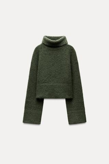 ZARA СВИТЕР ИЗ МЯГКОГО ТРИКОТАЖА, ЗЕЛЕНЫЙ