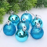 Новогодние шары 4 см (набор 24 шт) «Микс фактур», голубой