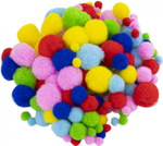 Набор для творчества Alingar, Проволока пушистая-30 см 100 шт, Помпоны (микс) -130 шт, Глазки (микс) -200 шт, "Цветной микс", пакет с европод.