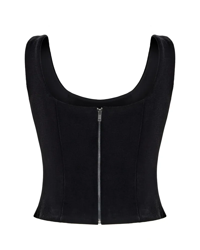 Lee top, топ корсетный из черного бархата