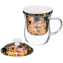 КРУЖКА ЗАВАРОЧНАЯ С СИТОМ "ПОЦЕЛУЙ" (Г. КЛИМТ) 400 МЛ ЧЕРНЫЙ (КОР=24ШТ.)