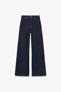 ZARA ДЖИНСЫ WIDE LEG С ВЫСОКОЙ ПОСАДКОЙ — ZW COLLECTION, СИНИЙ